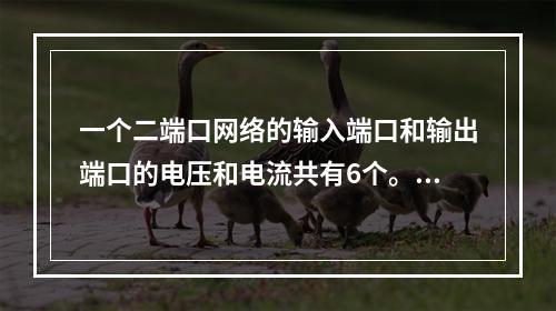 一个二端口网络的输入端口和输出端口的电压和电流共有6个。()