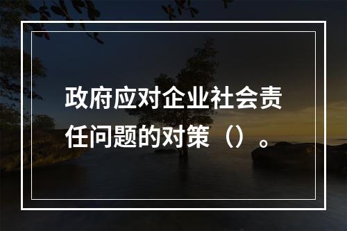 政府应对企业社会责任问题的对策（）。