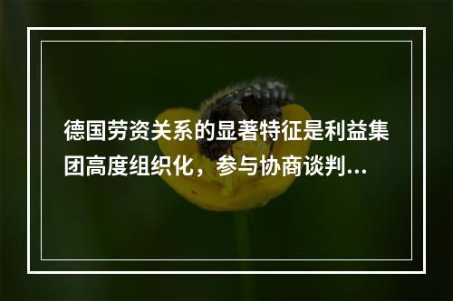 德国劳资关系的显著特征是利益集团高度组织化，参与协商谈判程度