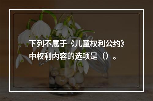 下列不属于《儿童权利公约》中权利内容的选项是（）。