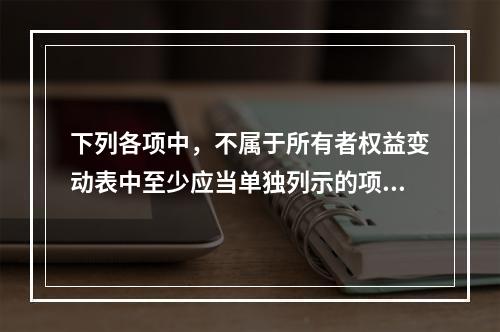 下列各项中，不属于所有者权益变动表中至少应当单独列示的项目是