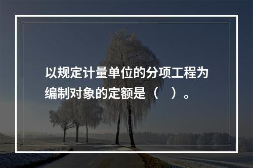 以规定计量单位的分项工程为编制对象的定额是（　）。