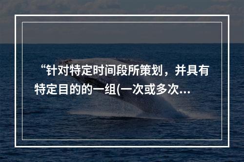 “针对特定时间段所策划，并具有特定目的的一组(一次或多次)审