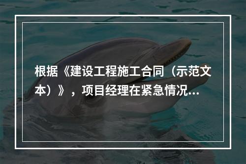 根据《建设工程施工合同（示范文本）》，项目经理在紧急情况下有