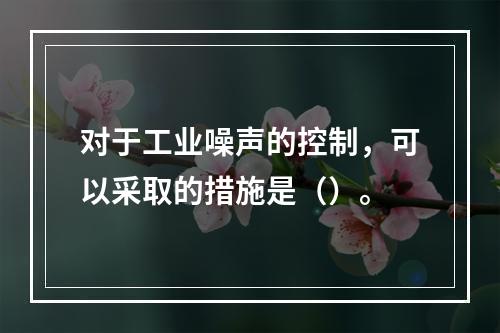 对于工业噪声的控制，可以采取的措施是（）。