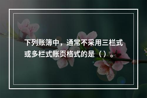 下列账簿中，通常不采用三栏式或多栏式账页格式的是（ ）。