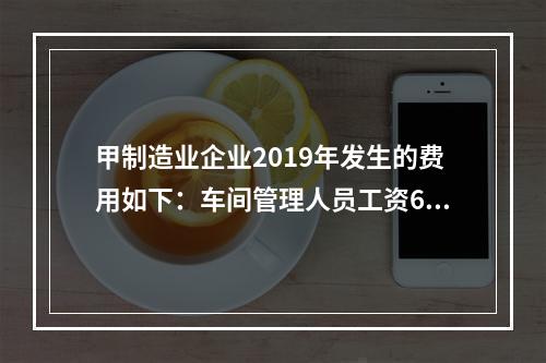 甲制造业企业2019年发生的费用如下：车间管理人员工资60万