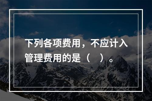 下列各项费用，不应计入管理费用的是（　）。