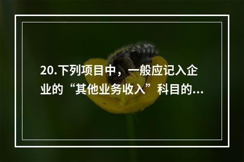 20.下列项目中，一般应记入企业的“其他业务收入”科目的有（