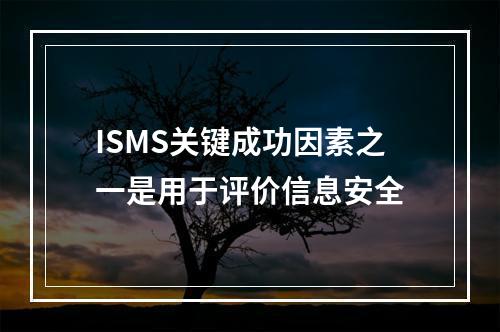 ISMS关键成功因素之一是用于评价信息安全