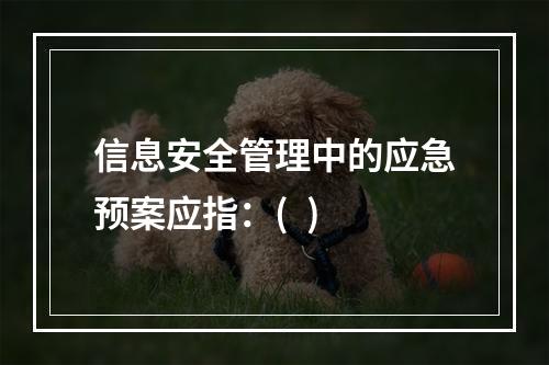 信息安全管理中的应急预案应指：(  )