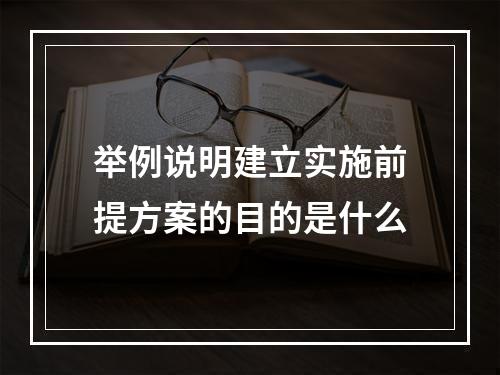 举例说明建立实施前提方案的目的是什么