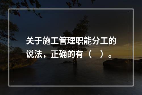 关于施工管理职能分工的说法，正确的有（　）。