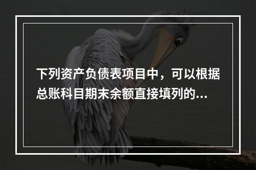 下列资产负债表项目中，可以根据总账科目期末余额直接填列的是（