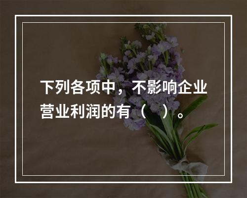 下列各项中，不影响企业营业利润的有（　）。