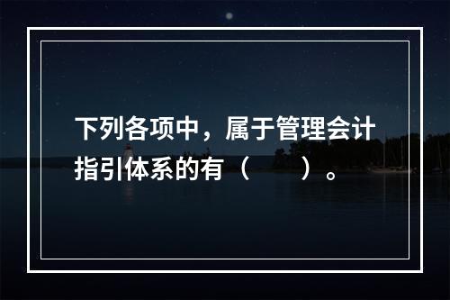 下列各项中，属于管理会计指引体系的有（　　）。