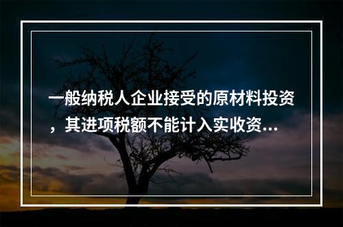 一般纳税人企业接受的原材料投资，其进项税额不能计入实收资本。