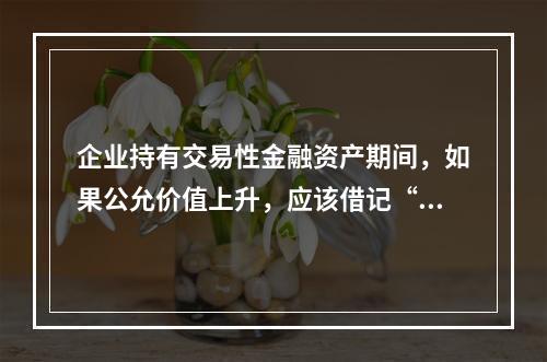 企业持有交易性金融资产期间，如果公允价值上升，应该借记“投资