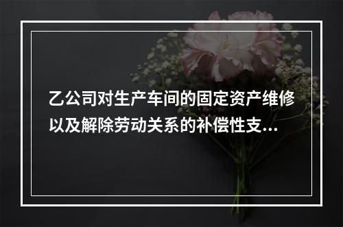 乙公司对生产车间的固定资产维修以及解除劳动关系的补偿性支出，