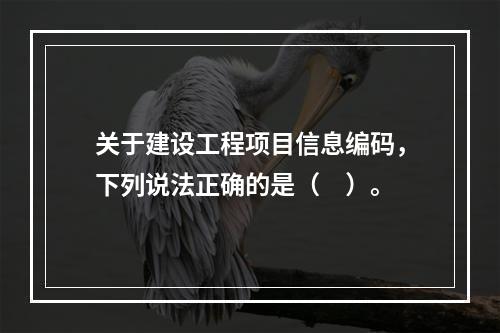 关于建设工程项目信息编码，下列说法正确的是（　）。