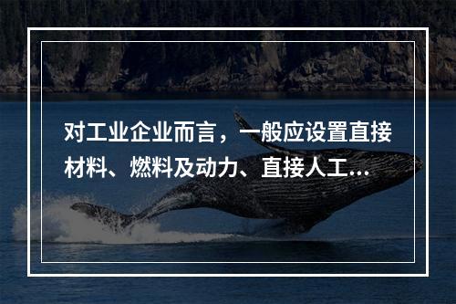 对工业企业而言，一般应设置直接材料、燃料及动力、直接人工、制