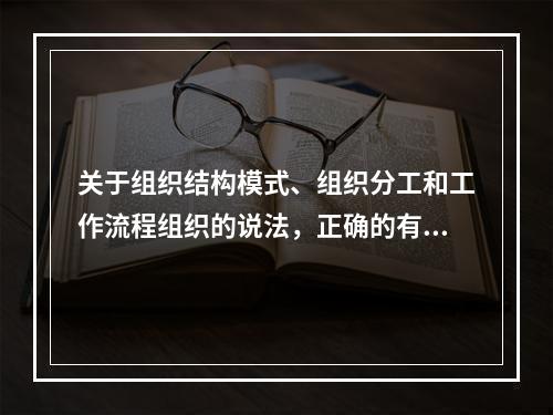 关于组织结构模式、组织分工和工作流程组织的说法，正确的有（　