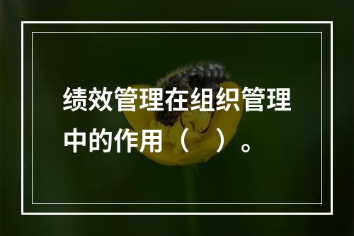 绩效管理在组织管理中的作用（　）。