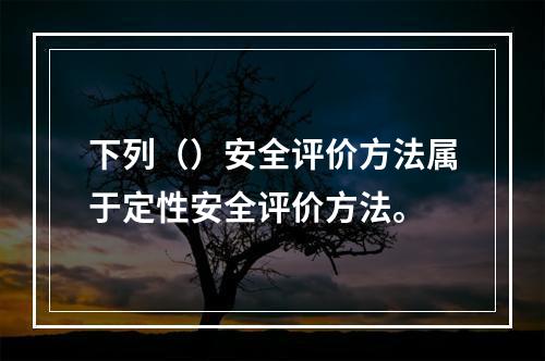 下列（）安全评价方法属于定性安全评价方法。