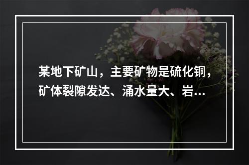 某地下矿山，主要矿物是硫化铜，矿体裂隙发达、涌水量大、岩层破