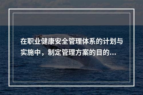 在职业健康安全管理体系的计划与实施中，制定管理方案的目的是（