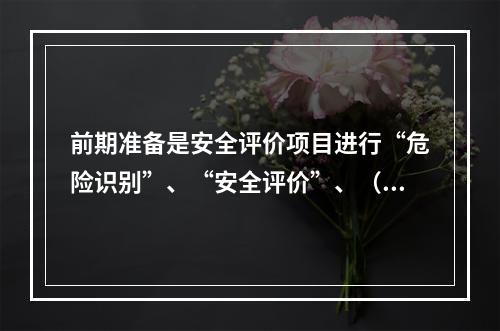 前期准备是安全评价项目进行“危险识别”、“安全评价”、（）的