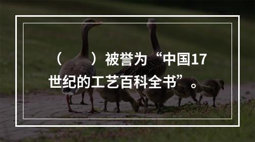 （　　）被誉为“中国17世纪的工艺百科全书”。