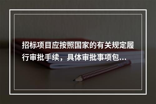 招标项目应按照国家的有关规定履行审批手续，具体审批事项包括（