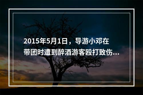 2015年5月1日，导游小邓在带团时遭到醉酒游客殴打致伤。