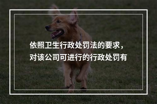 依照卫生行政处罚法的要求，对该公司可进行的行政处罚有