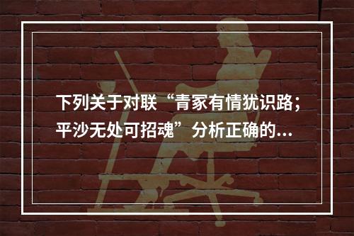 下列关于对联“青冢有情犹识路；平沙无处可招魂”分析正确的是