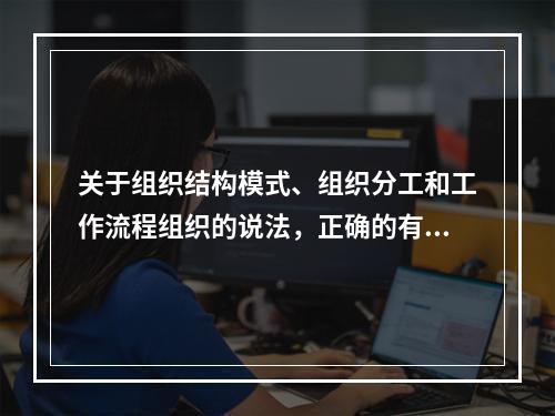 关于组织结构模式、组织分工和工作流程组织的说法，正确的有（　