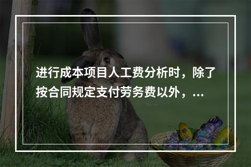 进行成本项目人工费分析时，除了按合同规定支付劳务费以外，还可