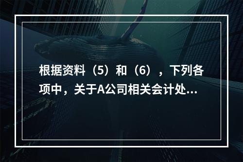 根据资料（5）和（6），下列各项中，关于A公司相关会计处理结