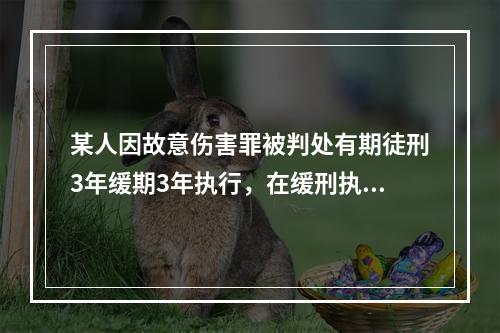 某人因故意伤害罪被判处有期徒刑3年缓期3年执行，在缓刑执行