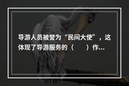 导游人员被誉为“民间大使”，这体现了导游服务的（　　）作用