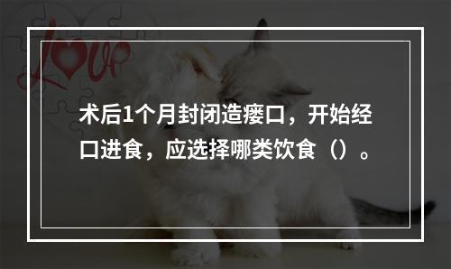 术后1个月封闭造瘘口，开始经口进食，应选择哪类饮食（）。