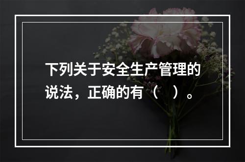 下列关于安全生产管理的说法，正确的有（　）。