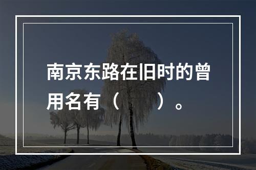 南京东路在旧时的曾用名有（　　）。