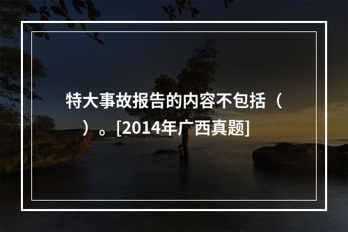 特大事故报告的内容不包括（　　）。[2014年广西真题]