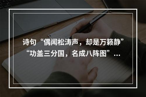 诗句“偶闻松涛声，却是万籁静”“功盖三分国，名成八阵图”“