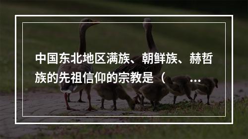 中国东北地区满族、朝鲜族、赫哲族的先祖信仰的宗教是（　　）