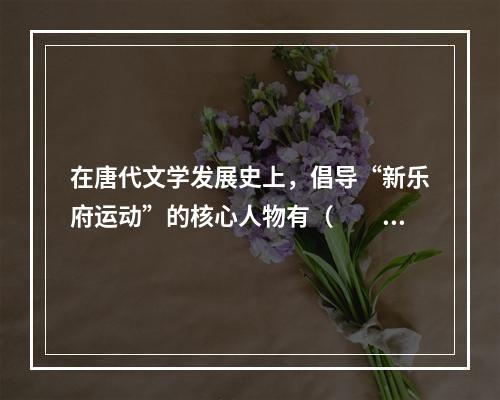 在唐代文学发展史上，倡导“新乐府运动”的核心人物有（　　）