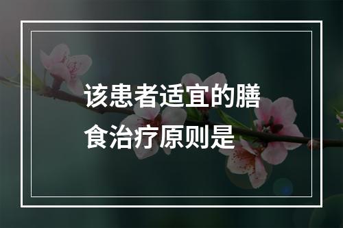 该患者适宜的膳食治疗原则是