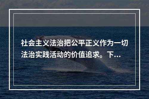 社会主义法治把公平正义作为一切法治实践活动的价值追求。下列